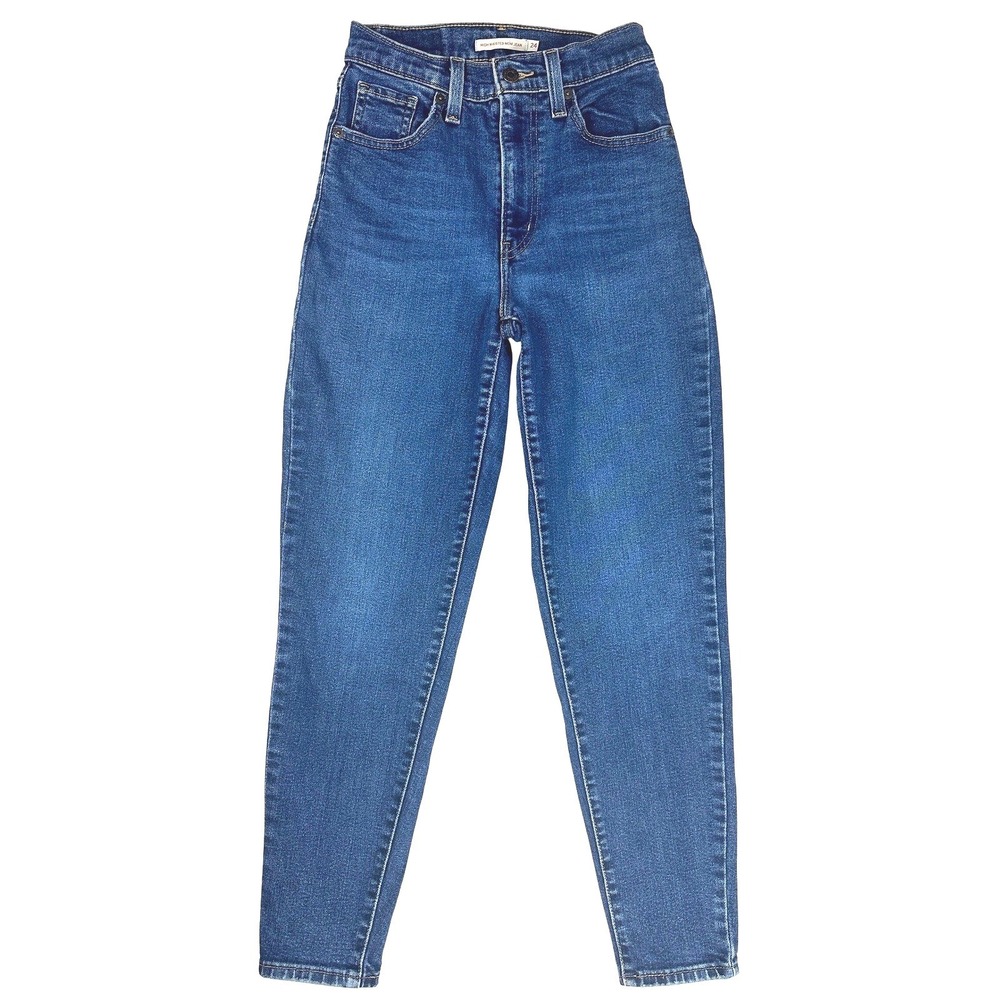 Levi's 26986 High Waisted Mom Jeans 24x29 Winter Cloud Blue Stretch Tapered Leg